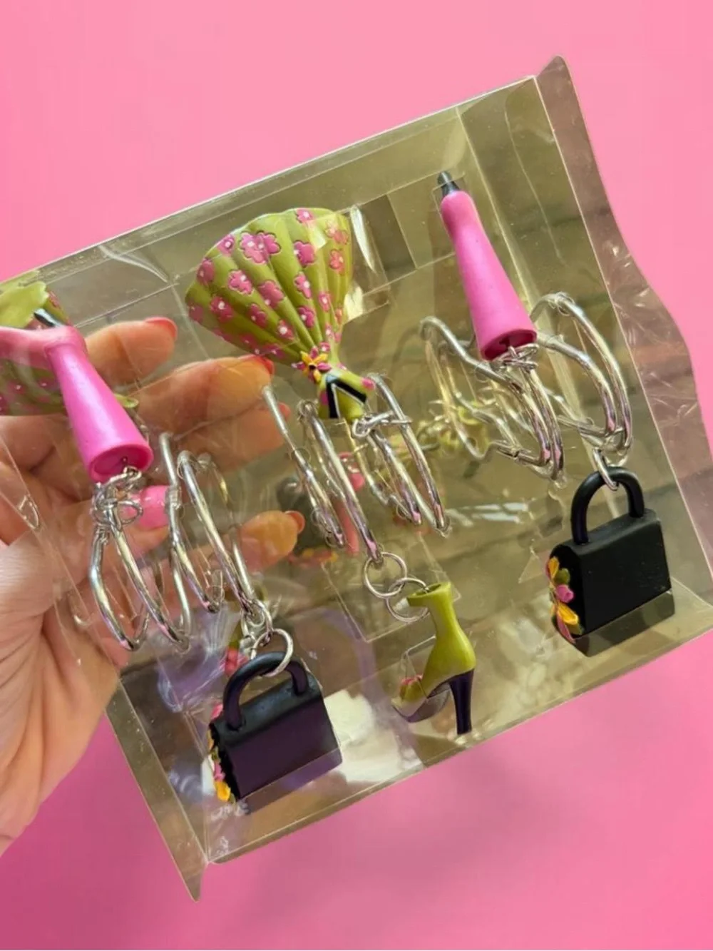 vintage y2k fashionista shopaholic shower curtain hooks deadstock